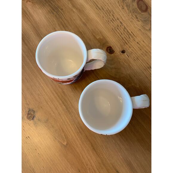 Pier 1 Imports Feather Branch Hand Painted Ironstone Set of 2 Coffee Mug Cups - Picture 2 of 10